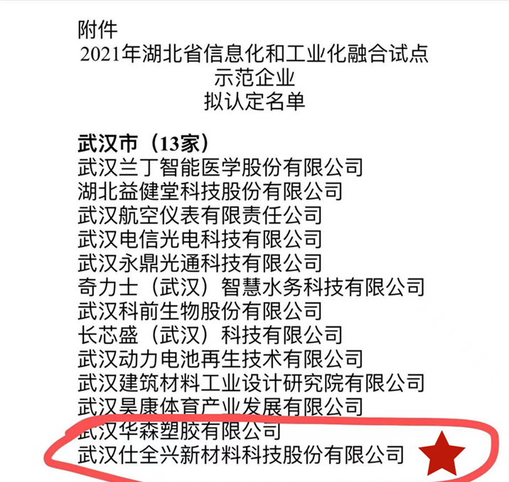 武漢K8凯发入選2021年湖北省信息化和工業化融合試點示范企業